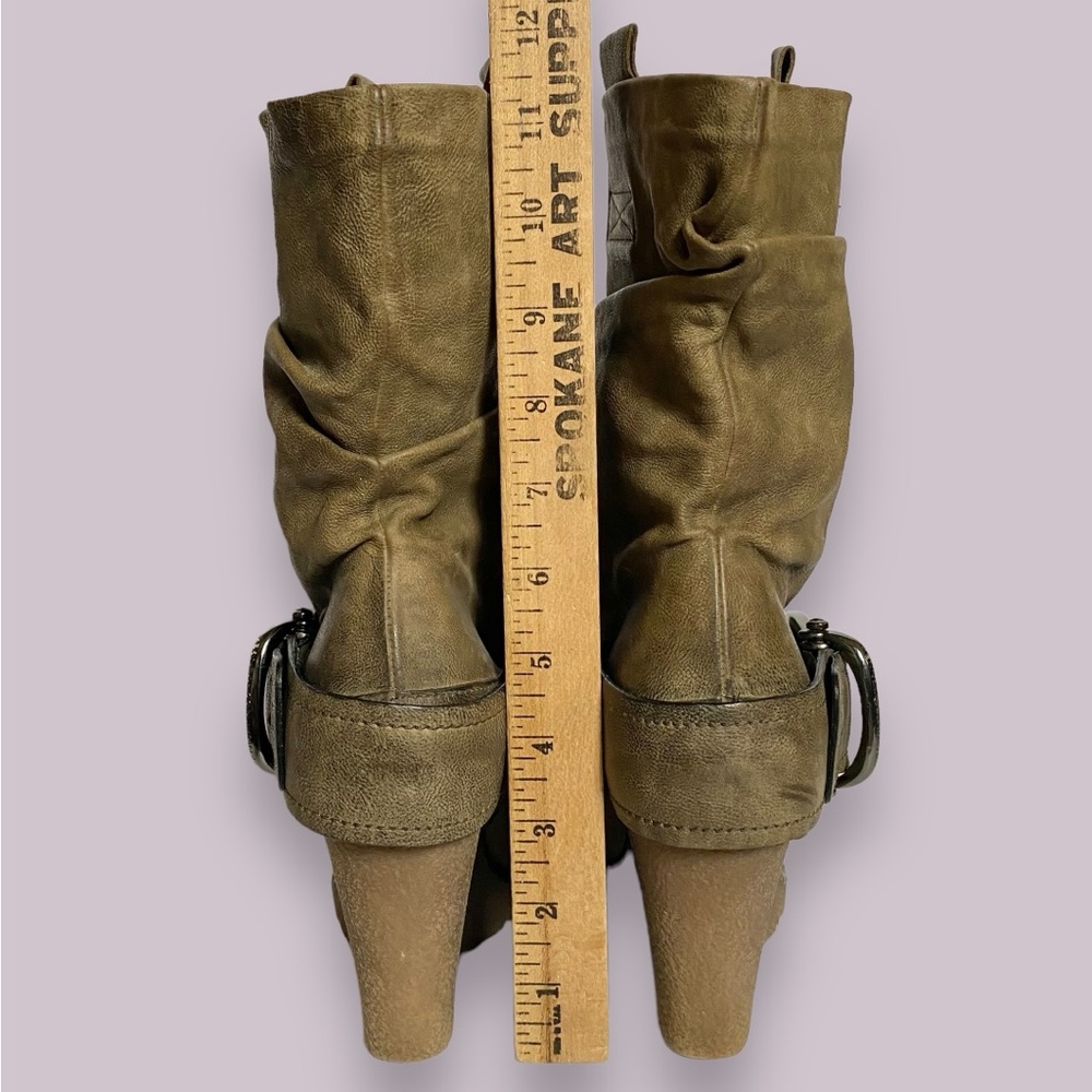 Kennel & Schmenger Olive Green Leather Wedge Slouch Mid Calf Boots SZ 40 / 9 - Picture 12 of 13